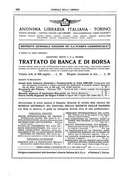 Giornale della libreria della tipografia e delle arti e industrie affini supplemento alla Bibliografia italiana, pubblicato dall'Associazione tipografico-libraria italiana