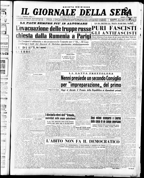 Il giornale della sera : quotidiano indipendente di informazioni