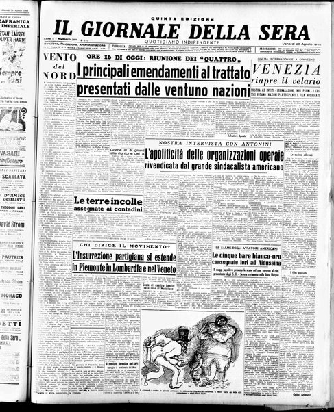 Il giornale della sera : quotidiano indipendente di informazioni