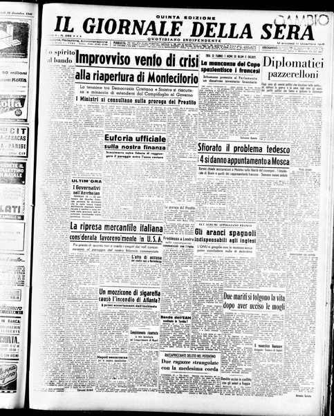 Il giornale della sera : quotidiano indipendente di informazioni