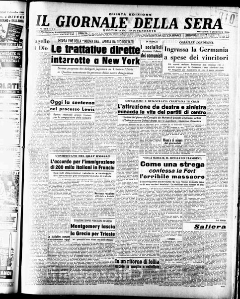 Il giornale della sera : quotidiano indipendente di informazioni