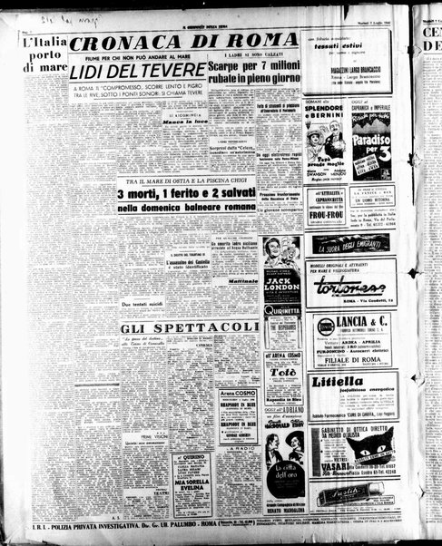 Il giornale della sera : quotidiano indipendente di informazioni