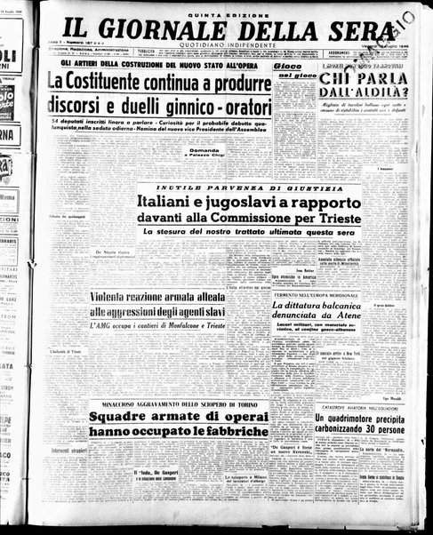 Il giornale della sera : quotidiano indipendente di informazioni