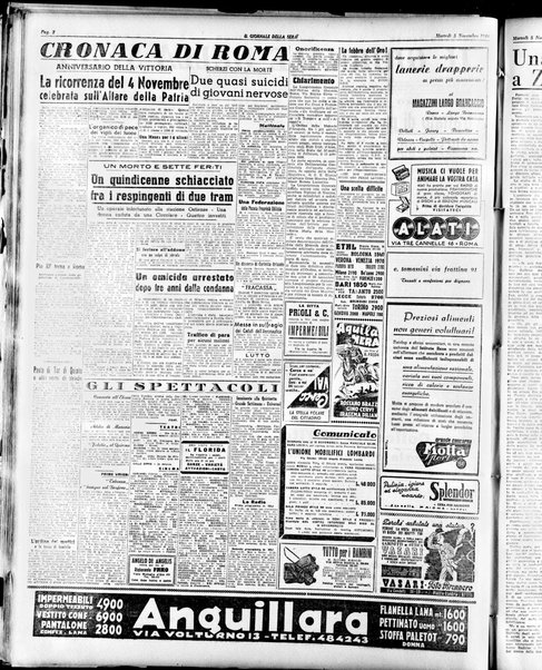 Il giornale della sera : quotidiano indipendente di informazioni