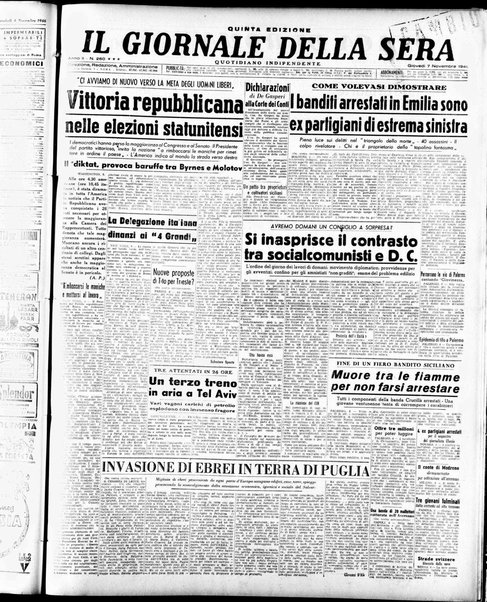 Il giornale della sera : quotidiano indipendente di informazioni