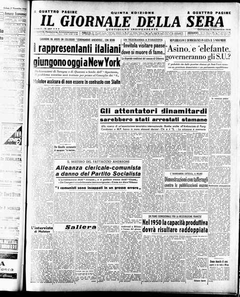 Il giornale della sera : quotidiano indipendente di informazioni