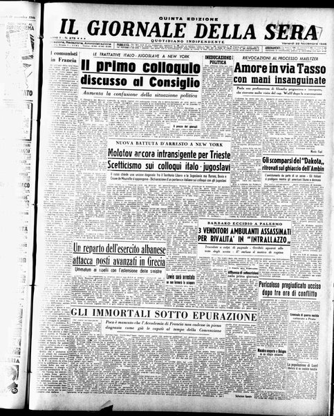 Il giornale della sera : quotidiano indipendente di informazioni