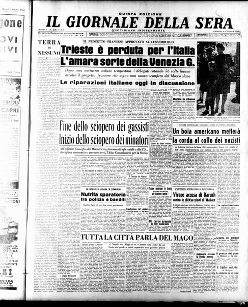 Il giornale della sera : quotidiano indipendente di informazioni