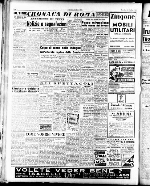 Il giornale della sera : quotidiano indipendente di informazioni