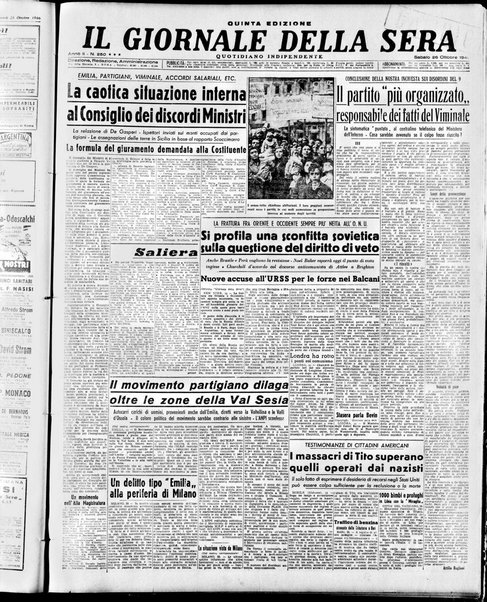 Il giornale della sera : quotidiano indipendente di informazioni