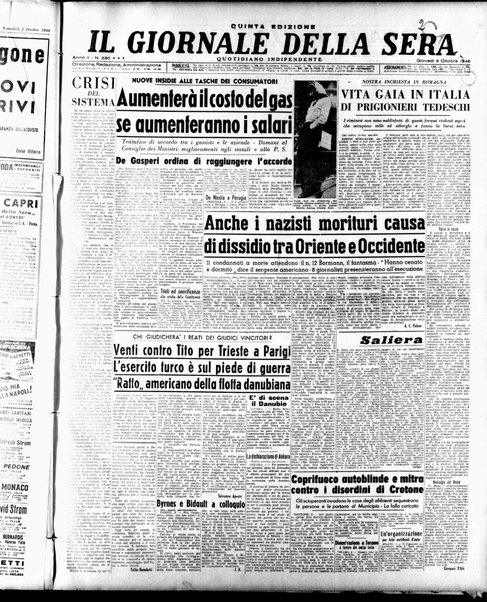 Il giornale della sera : quotidiano indipendente di informazioni