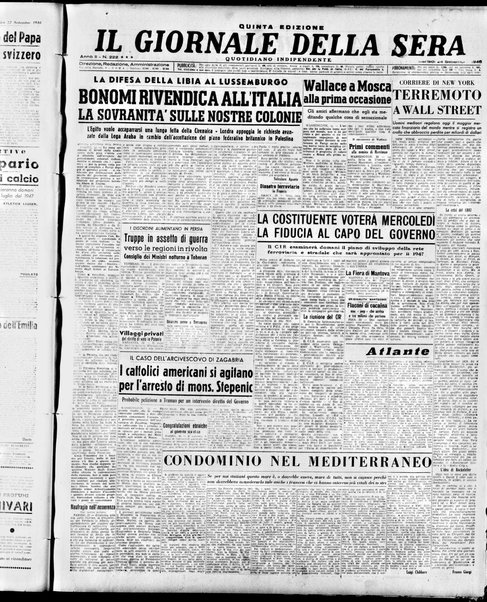 Il giornale della sera : quotidiano indipendente di informazioni