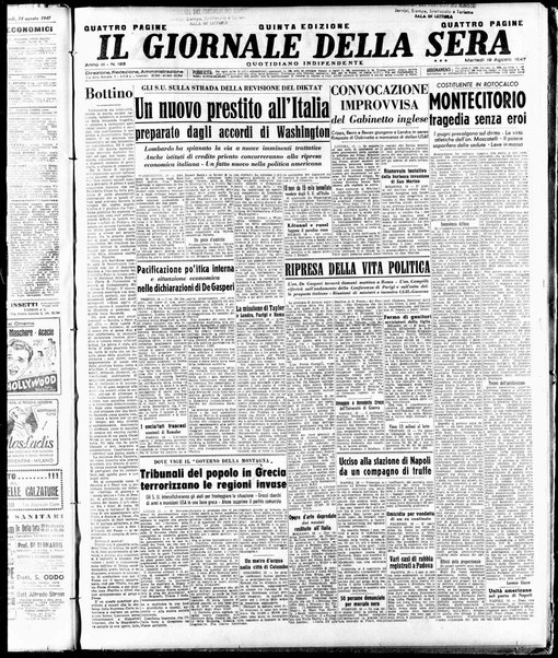 Il giornale della sera : quotidiano indipendente di informazioni