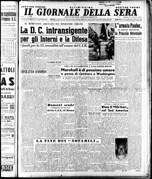 Il giornale della sera : quotidiano indipendente di informazioni