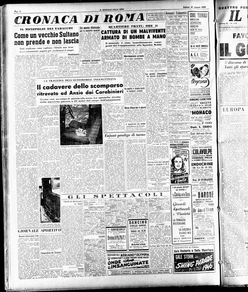 Il giornale della sera : quotidiano indipendente di informazioni