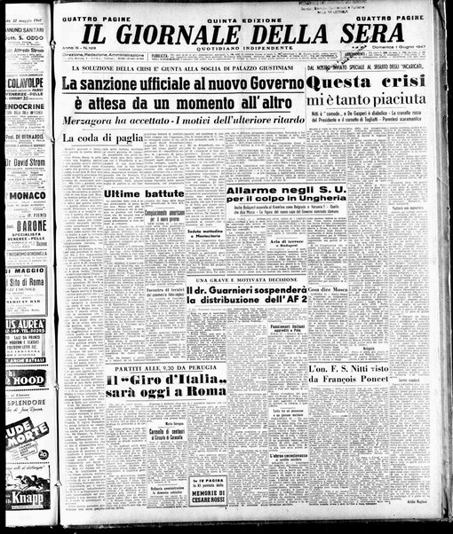 Il giornale della sera : quotidiano indipendente di informazioni