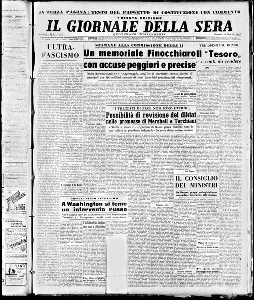 Il giornale della sera : quotidiano indipendente di informazioni