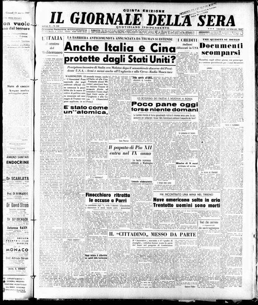 Il giornale della sera : quotidiano indipendente di informazioni