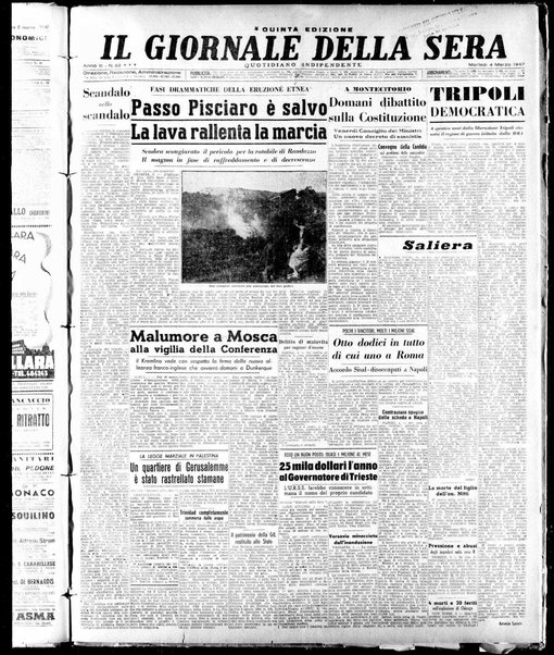 Il giornale della sera : quotidiano indipendente di informazioni