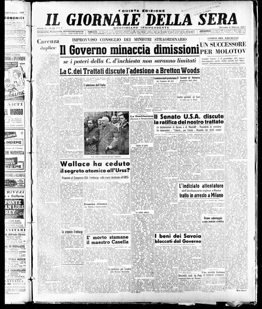 Il giornale della sera : quotidiano indipendente di informazioni