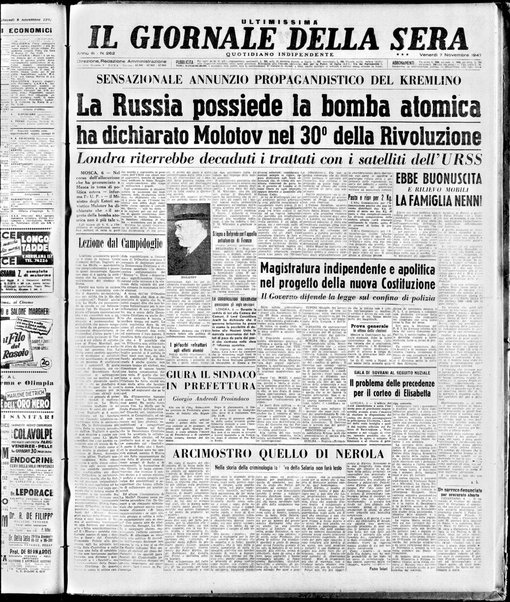 Il giornale della sera : quotidiano indipendente di informazioni