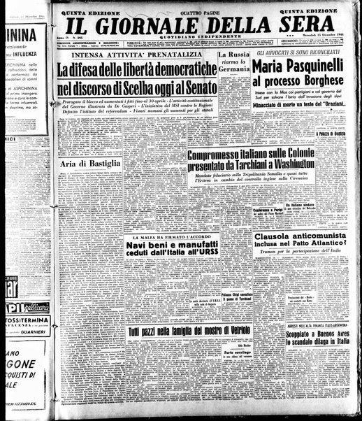 Il giornale della sera : quotidiano indipendente di informazioni