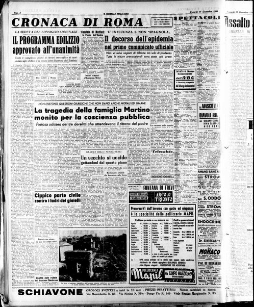 Il giornale della sera : quotidiano indipendente di informazioni