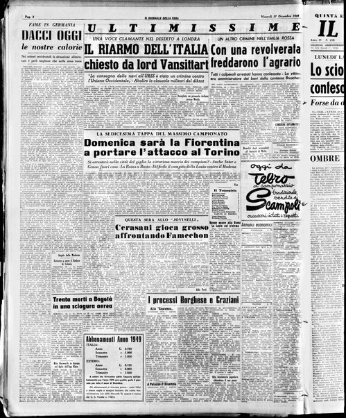 Il giornale della sera : quotidiano indipendente di informazioni