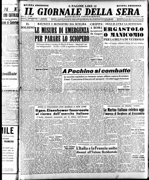 Il giornale della sera : quotidiano indipendente di informazioni