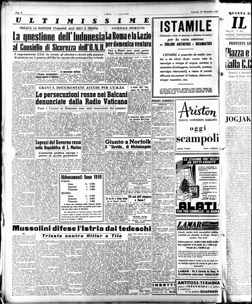 Il giornale della sera : quotidiano indipendente di informazioni