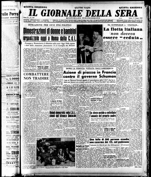 Il giornale della sera : quotidiano indipendente di informazioni