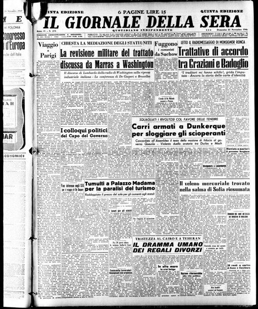 Il giornale della sera : quotidiano indipendente di informazioni