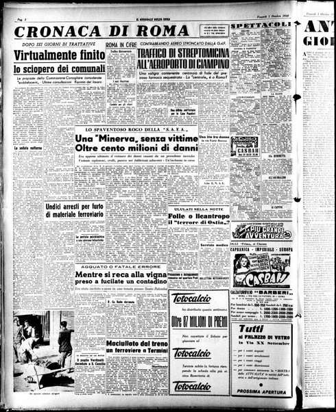 Il giornale della sera : quotidiano indipendente di informazioni