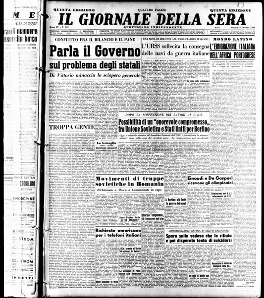 Il giornale della sera : quotidiano indipendente di informazioni