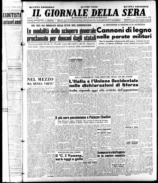 Il giornale della sera : quotidiano indipendente di informazioni