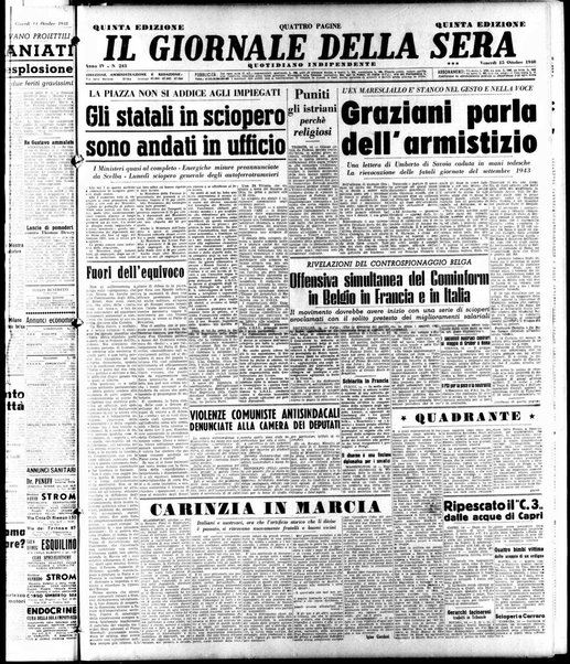 Il giornale della sera : quotidiano indipendente di informazioni