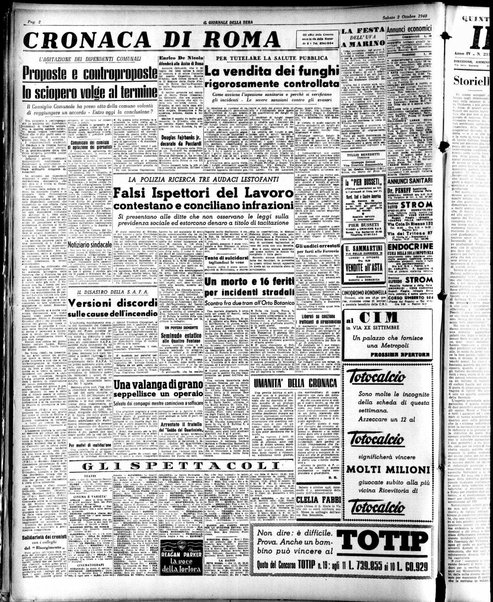 Il giornale della sera : quotidiano indipendente di informazioni