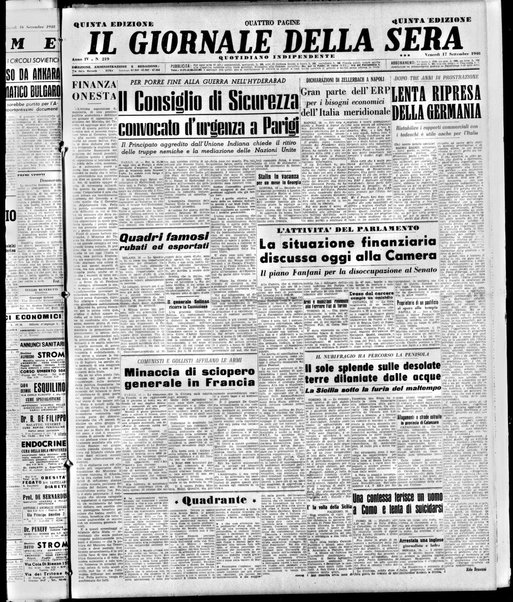 Il giornale della sera : quotidiano indipendente di informazioni