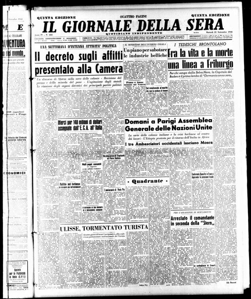 Il giornale della sera : quotidiano indipendente di informazioni