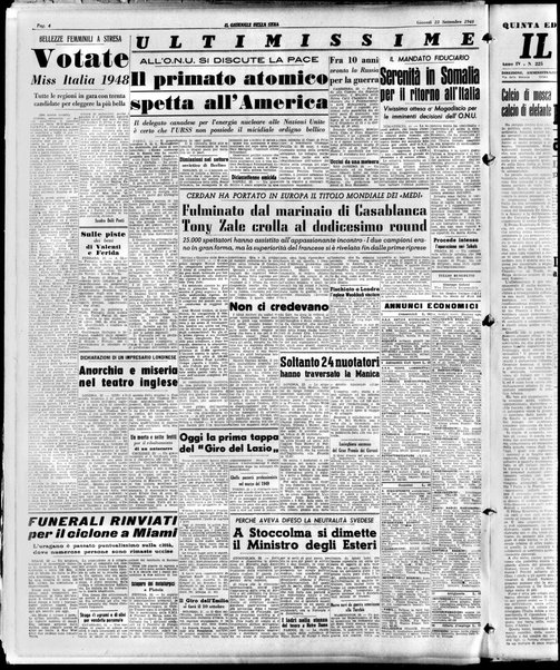 Il giornale della sera : quotidiano indipendente di informazioni