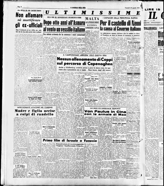 Il giornale della sera : quotidiano indipendente di informazioni