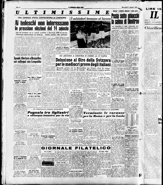 Il giornale della sera : quotidiano indipendente di informazioni