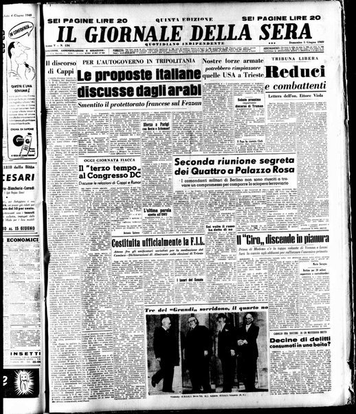 Il giornale della sera : quotidiano indipendente di informazioni