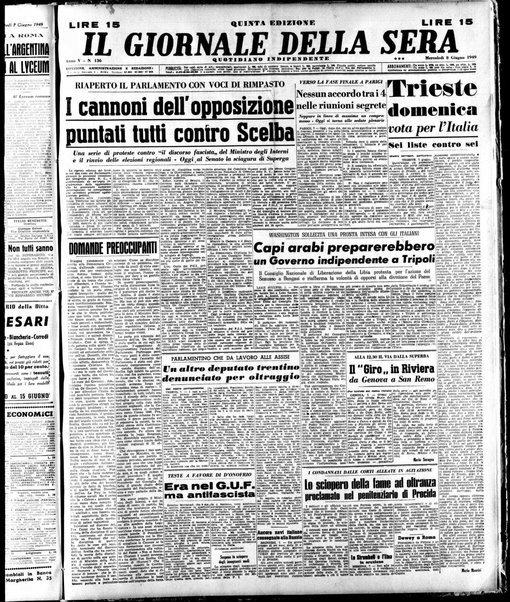 Il giornale della sera : quotidiano indipendente di informazioni