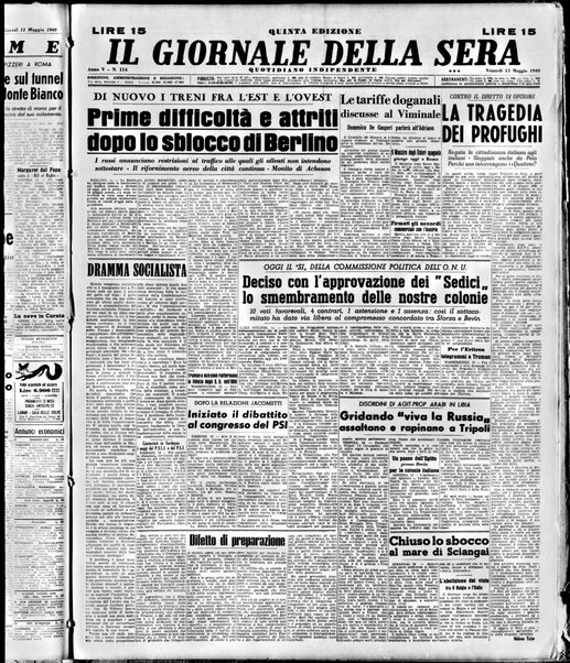 Il giornale della sera : quotidiano indipendente di informazioni