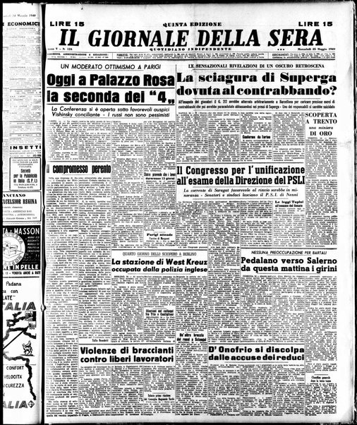 Il giornale della sera : quotidiano indipendente di informazioni