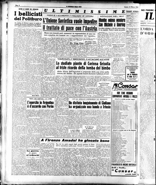 Il giornale della sera : quotidiano indipendente di informazioni