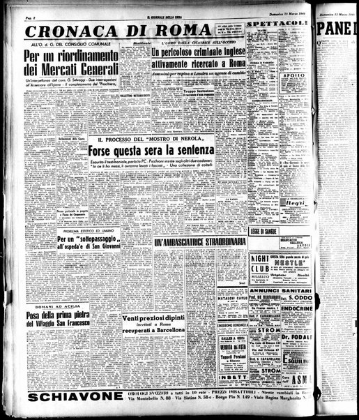 Il giornale della sera : quotidiano indipendente di informazioni