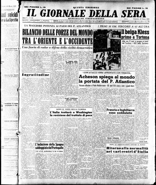 Il giornale della sera : quotidiano indipendente di informazioni