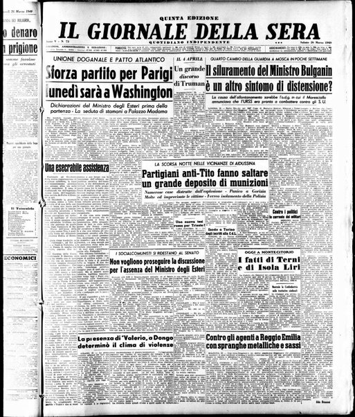 Il giornale della sera : quotidiano indipendente di informazioni